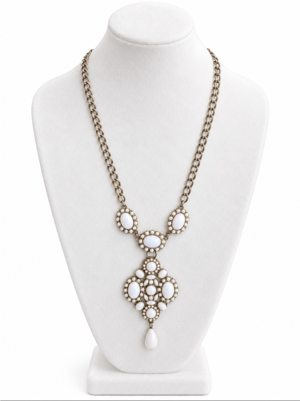 White Statement Pendant Necklace